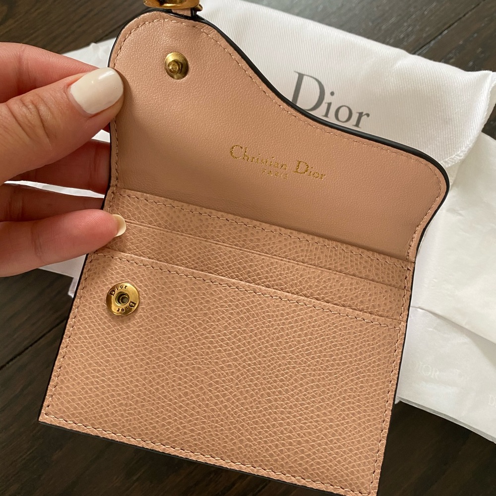 DIOR Saddle Flap Card Holder  - Blush Grained Calfskin - Picture 3 of 6